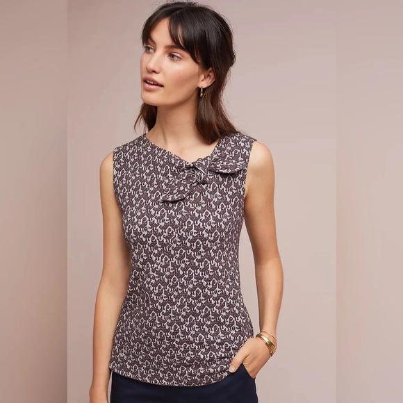 MAEVE by ANTHROPOLOGIE Tomcat Top in Black Motif - Picture 1 of 8